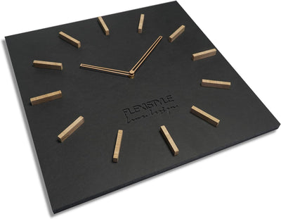 FLEXISTYLE Gross EKO Rectangular wanduhr quadratisch ohne tickgeräusche LOFT Grande Schwarz 50cm (Di