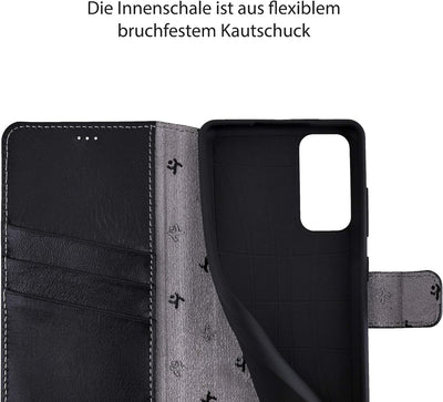 Suncase Book-Style Hülle kompatibel mit Xiaomi Mi 10T Pro 5G Leder Tasche (Slim-Fit) Lederhülle Hand