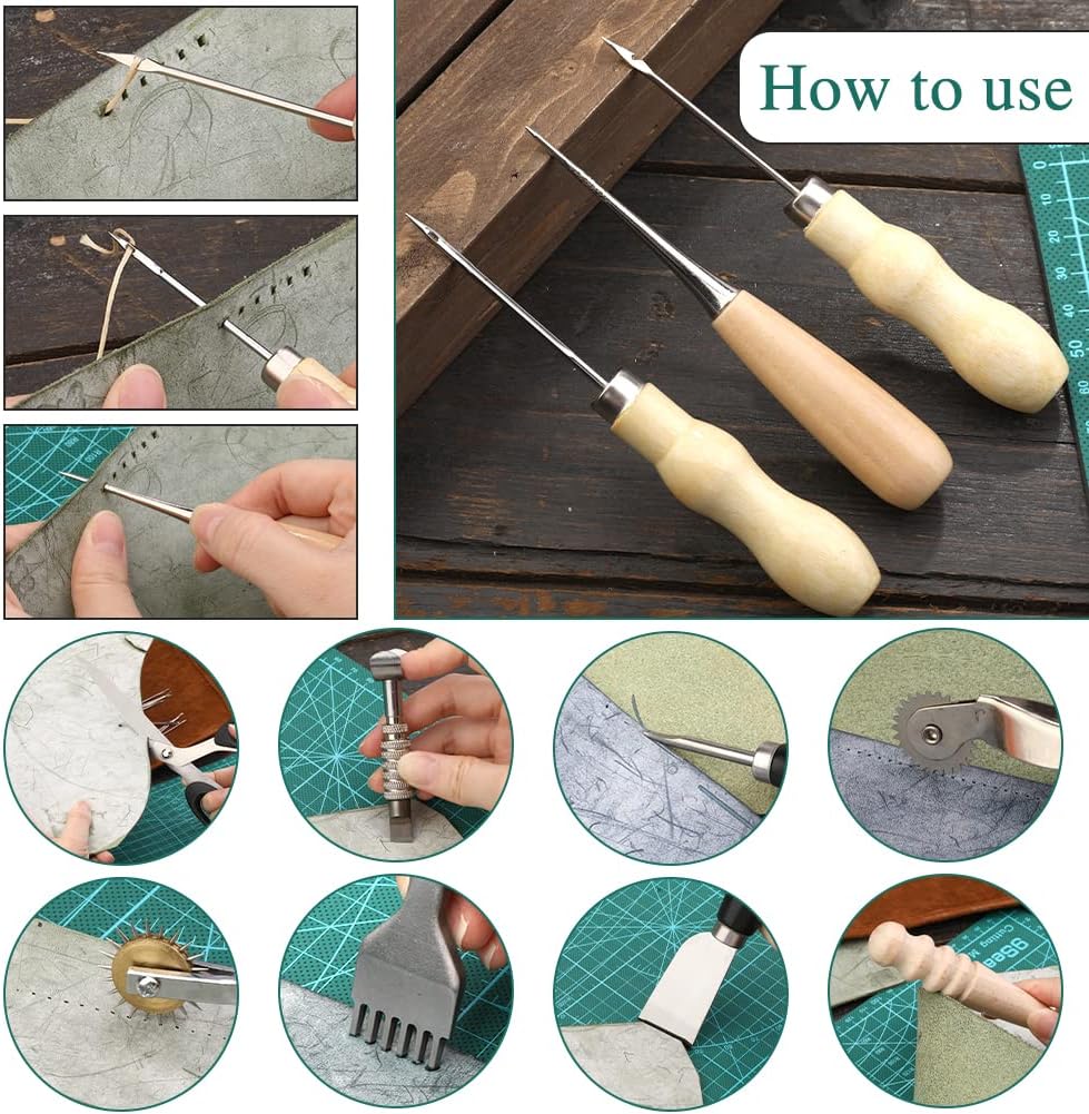 Wamkon Werkzeuge für die Verarbeitung der Leder, Näh-Set aus Leder, Werkzeuge für die Herstellung de