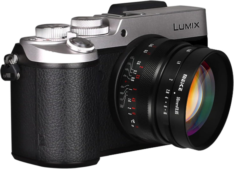 Meike 50mm f0,95 grosse Blende manueller Fokus-Objektiv, kompatibel mit Panasonic Lumix M43 MFT Moun