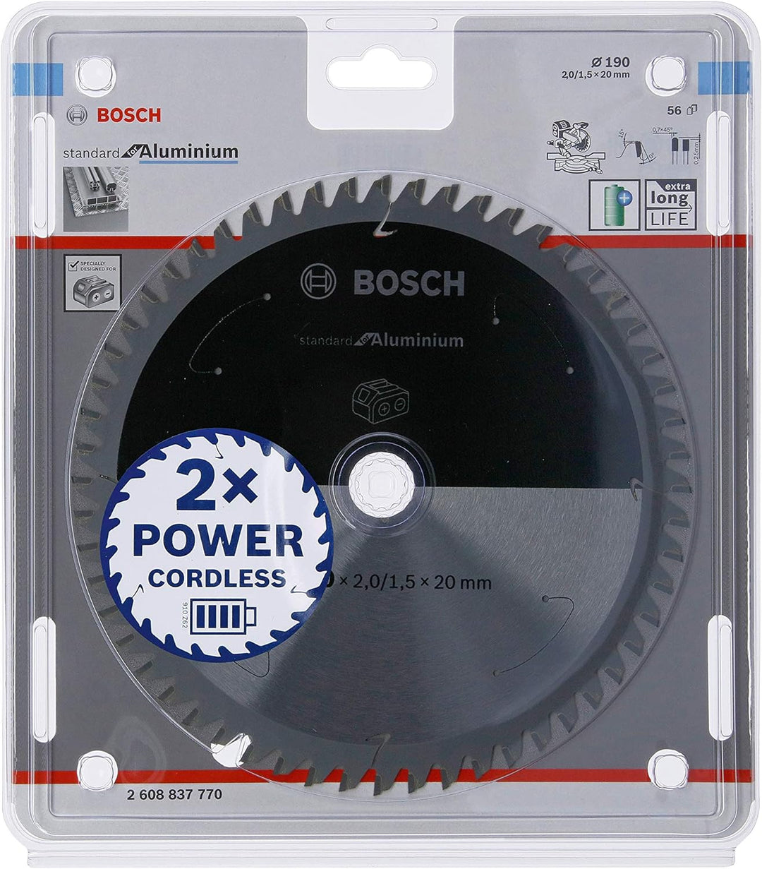 Bosch Professional 1x Kreissägeblatt Standard for Aluminium (Aluminium, Sägeblatt Ø 190 x 20 x 2 mm,