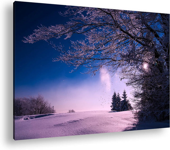 deyoli Eisige Winterlandschaft Format:75x50 cm als Leinwandbild, Motiv fertig gerahmt auf Echtholzra