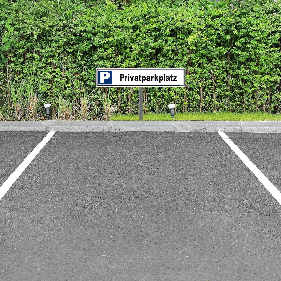 Kleberio® Parkplatz Schild - Privatparkplatz - 52 x 11 cm mit Pfosten 75 cm Privatgrundstück, Parken