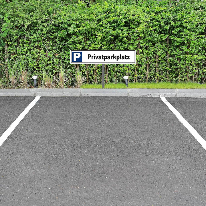 Kleberio® Parkplatz Schild - Privatparkplatz - 52 x 11 cm mit Pfosten 75 cm Privatgrundstück, Parken