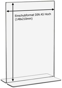 10 Stück DIN A5 T-Ständer/Werbeaufsteller/T-Aufsteller im Hochformat aus Acrylglas