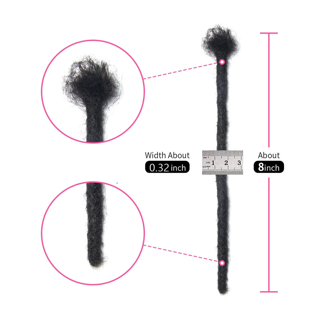 Permanent Echthaar Dreadlock Extensions 20 Stränge Handgemachte Crochet Real Hair Loc Extensions (8