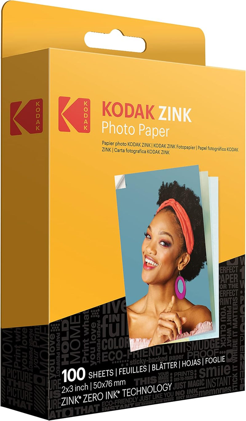 KODAK Step Drucker Drahtloser mobiler Fotodrucker mit Zink-Technologie (Weiss) & 2" x3 Premium Zink