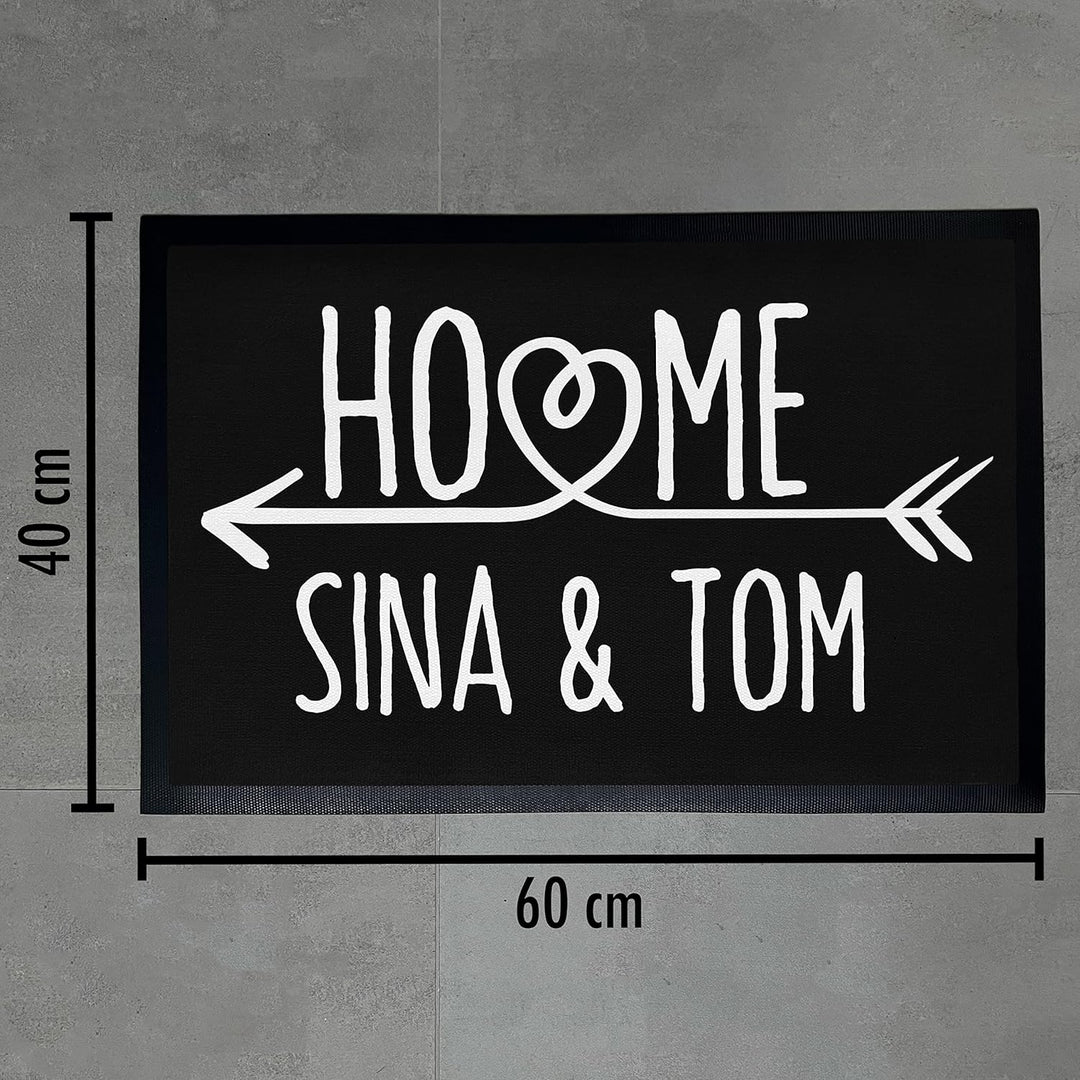 Trendation - Personalisierte Fussmatte Home Familie Willkommen Wunschnamen Fussmatte 60x40 cm