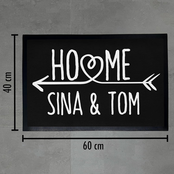 Trendation - Personalisierte Fussmatte Home Familie Willkommen Wunschnamen Fussmatte 60x40 cm