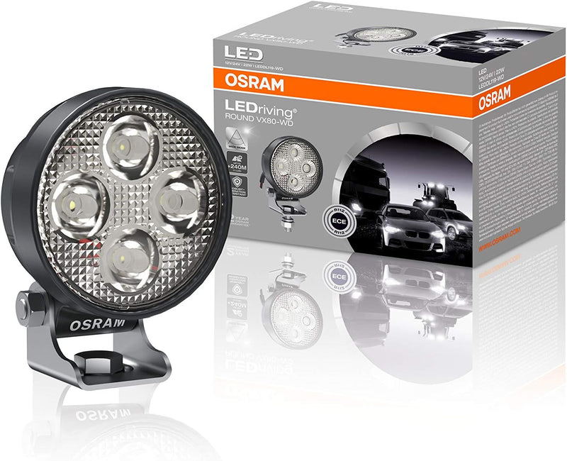 Osram LEDriving ROUND VX80-WD, LED Zusatzscheinwerfer für Nahfeldbeleuchtung, Wide, 1150 Lumen, Lich