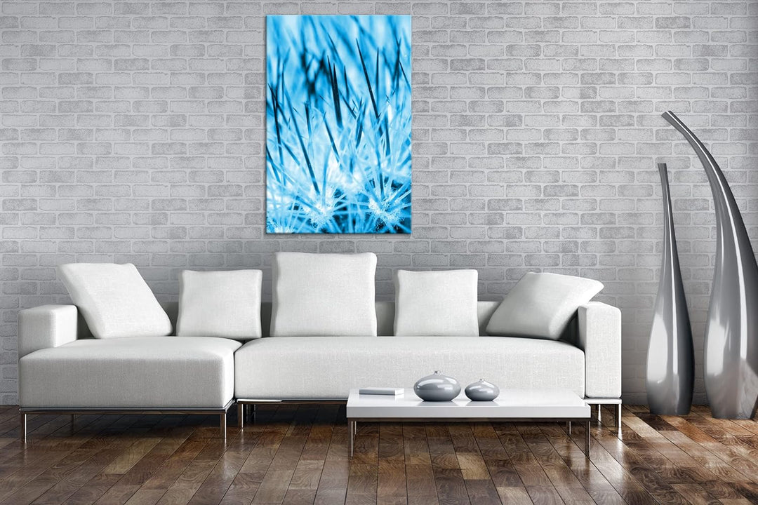 deyoli Nadeln eines Kaktus Format: 80x60 Effekt: Monocrome Blau als Leinwand, Motiv fertig gerahmt a