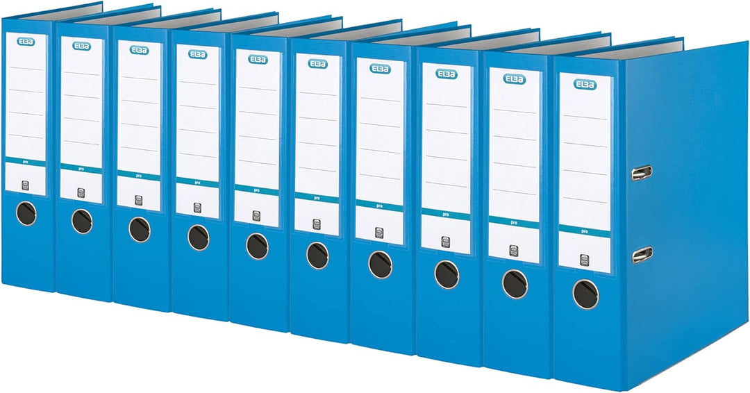 Elba Ordner A4, Smart Pro, 8 cm breit, Kunststoff aussen, ozeanblau, 10 Stück hellblau A4, breit, he