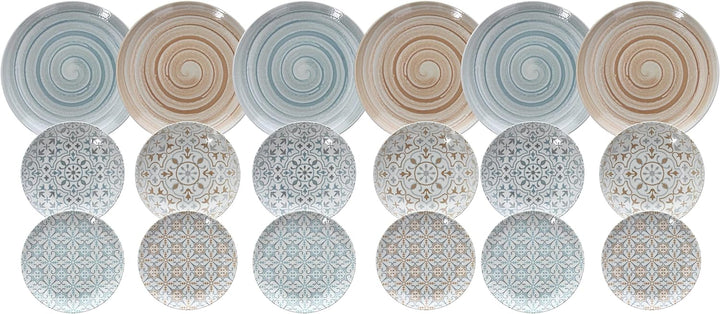 Tognana Aura Tellerservice für 6 Personen, 18 Stück, Porzellan, mehrfarbig, Made in Italy