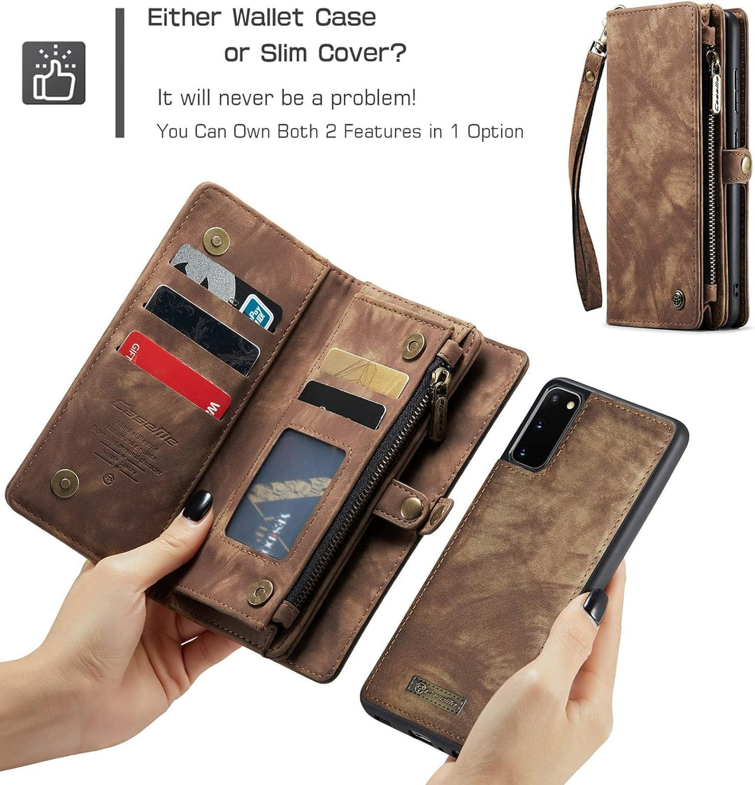 UFinetech 2-in-1 Samsung Galaxy S20 Hülle Tasche Handy Leder TPU Flip Magnetisch Kartenfach Ständer