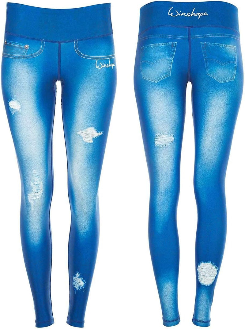 WINSHAPE Damen Leggings Functional Power Shape Jeans Tights Leggings Ael102 XS Ocean-blue, XS Ocean-