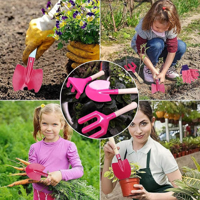 Huahuanghui Gartentasche für Kinder, 6er Set Gartenwerkzeug für Kinder, Spielwerkzeuge Garten mit Tr