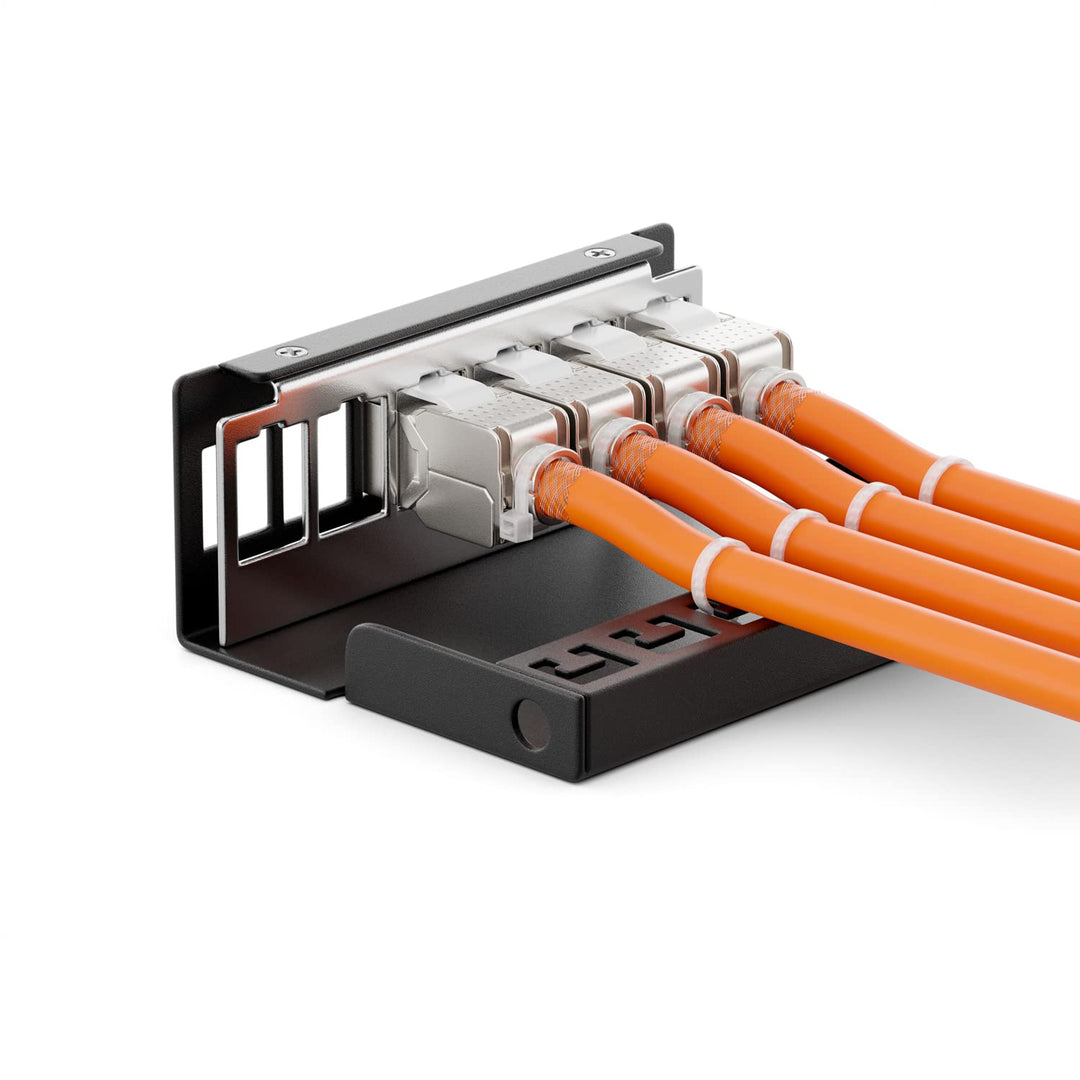 deleyCON 6 Port Patchpanel Set Patchfeld Verteilerfeld 1 HE + 6x RJ45 Keystone Jack Modul STP CAT6a