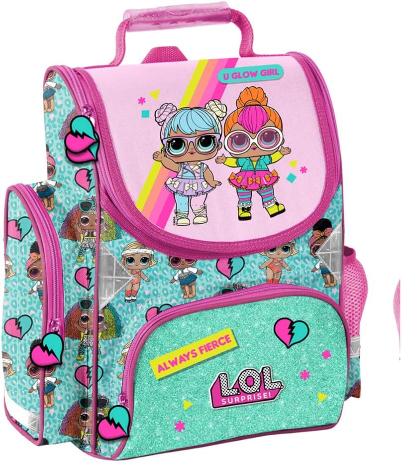 LOL Schulranzen Mädchen 1 Klasse Tornister Schulrucksack SET 3 tlg. L.O.L. für Grundschule ergonomis