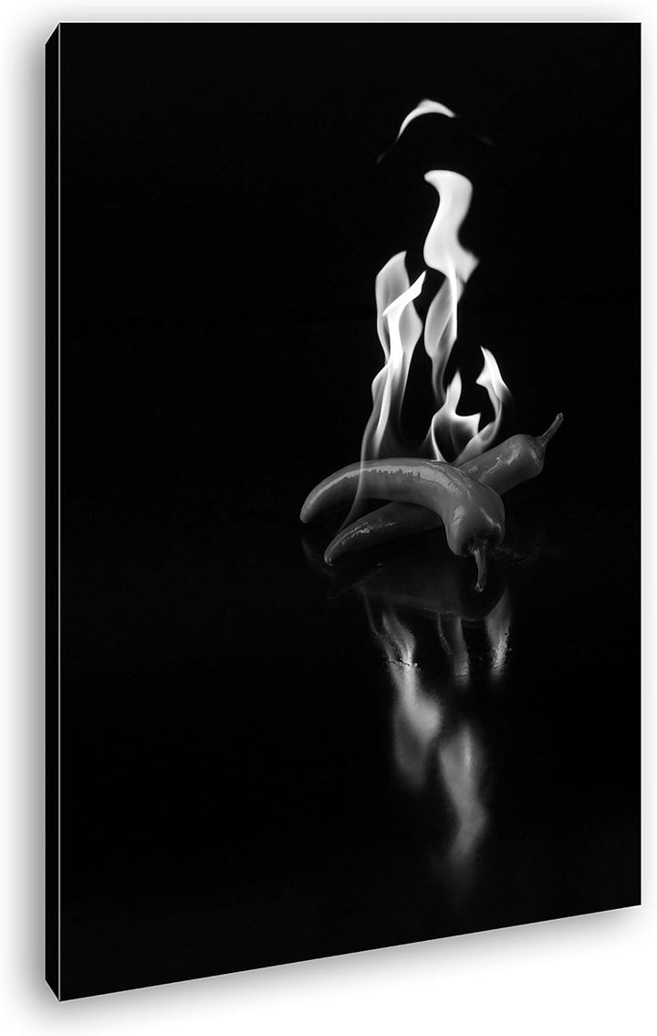 deyoli Feuer scharfe Pappironie Format: 80x60 Effekt: Schwarz&Weiss als Leinwandbild, Motiv fertig g