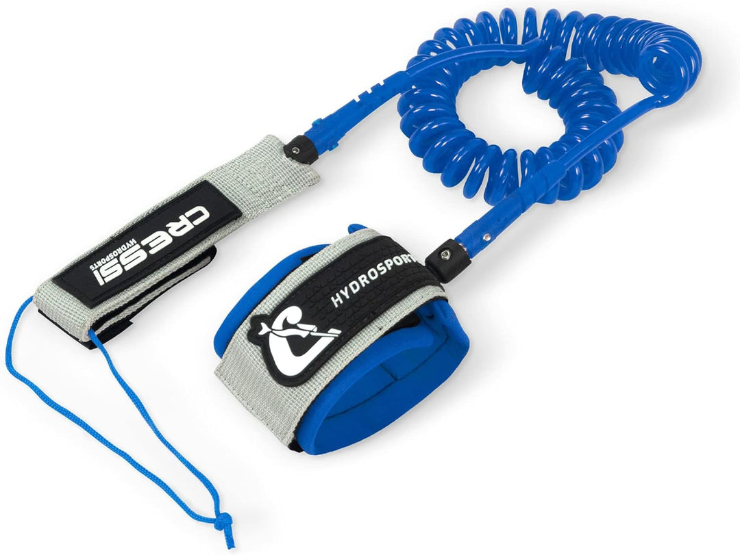 Cressi Unisex Adult Sup Coiled Leash 10' 300 cm Spiral Ankle Lead for SUPs, Grau/Blau, 25 cm