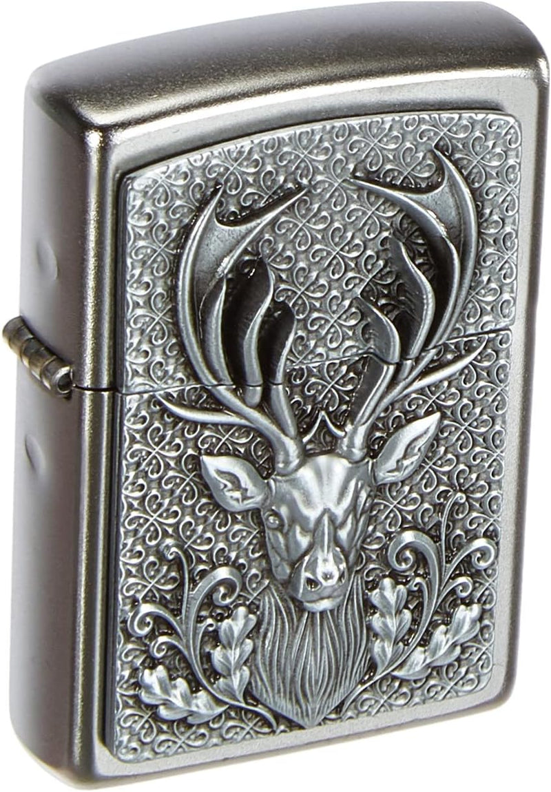 Zippo 15264 Deer Emblem - Satin Finish Feuerzeug, Chrom, silber, 5.8 x,3.8 x 2 2 cm