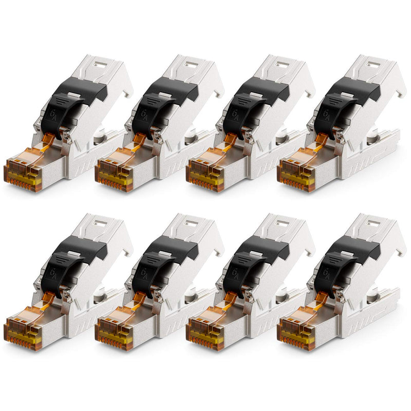 deleyCON 8x CAT 6a Netzwerkstecker RJ45 mit LSA Anschluss Werkzeuglos für Starre Verlegekabel LAN Ka