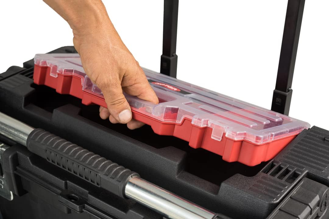 Keter 17181110 Werkzeugbox Master Pro Serie Cart + Tool Box, Kunststoff, rot/silber