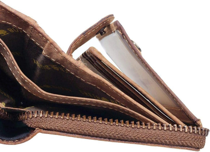 Greenburry Portemonnaie Damen Geldbörse Braun mit Perser Katze Motiv 13x10x3cm, Perser Katze