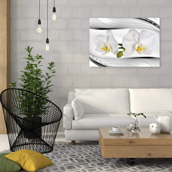Feeby Leinwandbild Blumen Bild Kunstdruck Orchideen Weiss 70x50 cm Leinwandbild 70x50 cm Weiss_a, Le