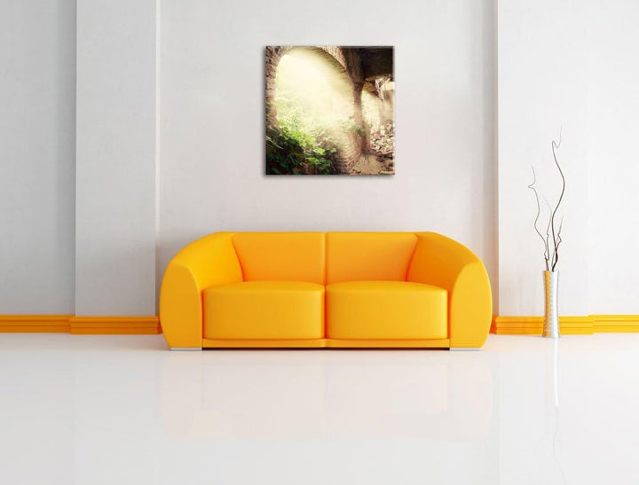 Pixxprint Alte Ruine, Format: 70x70 auf Leinwand, XXL riesige Bilder fertig gerahmt mit Keilrahmen,