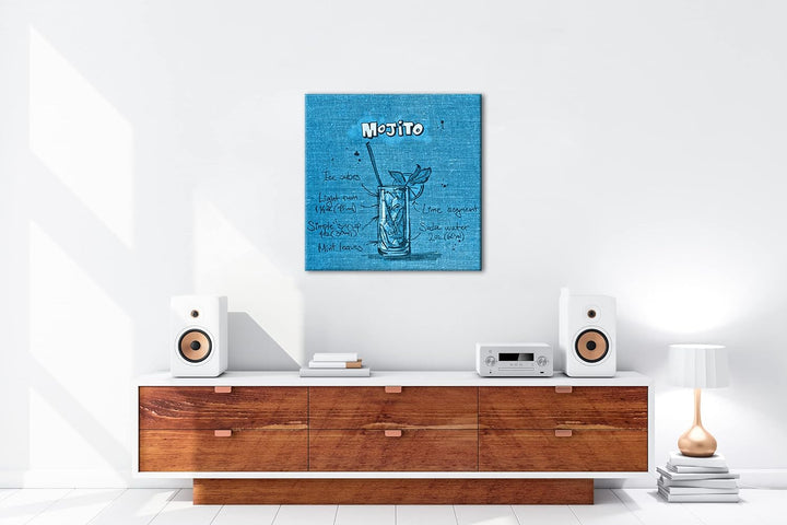 deyoli Rezept für einen Mojito Format: 60x60 Effekt: Monocrome Blau als Leinwandbild, Motiv fertig g