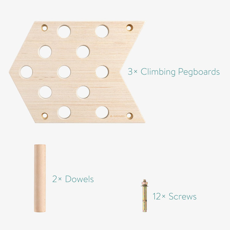 Navaris Pegboard Kletterbrett 3 Bretter im Set - Kletter Brett Boulder Board aus Holz - Stecktafel i