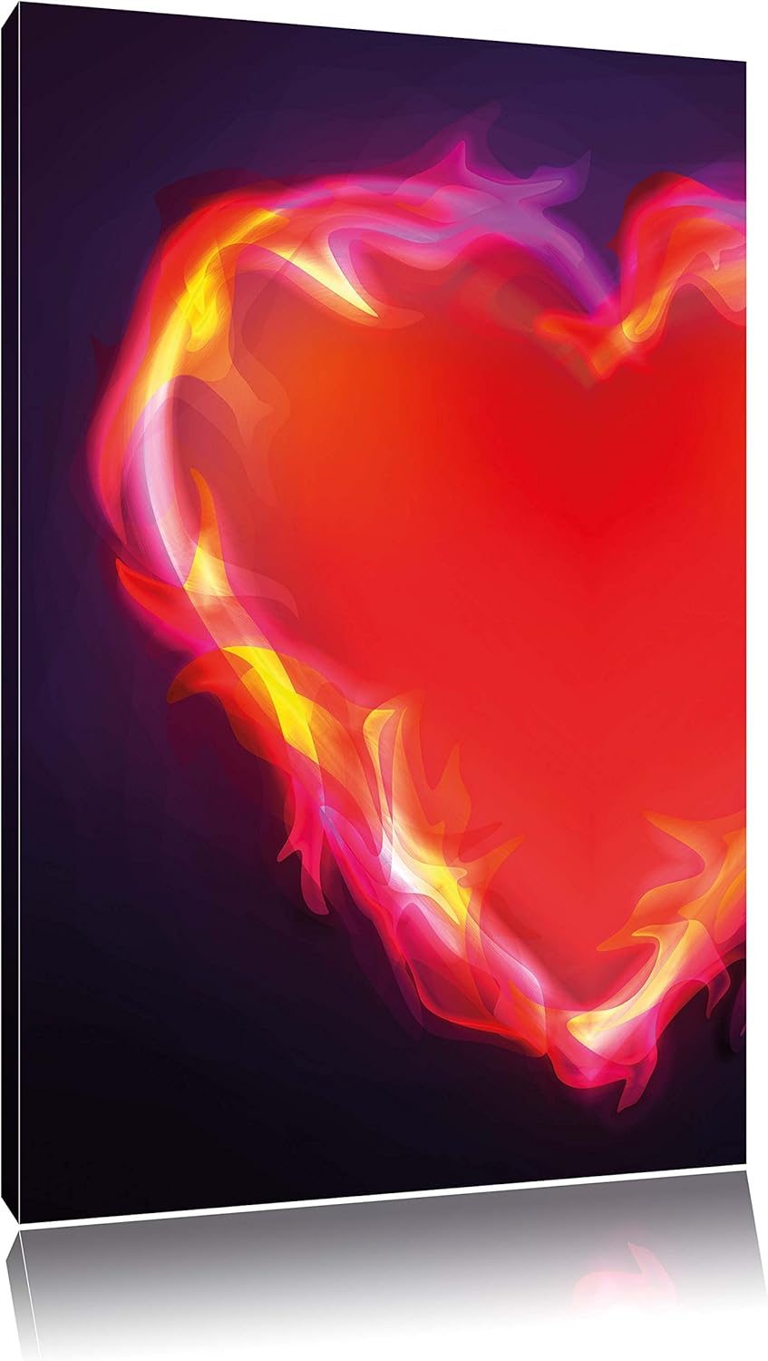 Pixxprint Herz aus Feuer, Format: 100x70 auf Leinwand, XXL riesige Bilder fertig gerahmt mit Keilrah