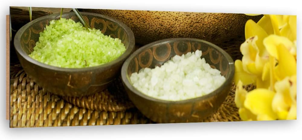 Feeby Wanddeko Spa Bild Kunstdruck modern für Schlafzimmer Gelb 118x40 cm Deko Paneel 118x40 cm Gelb