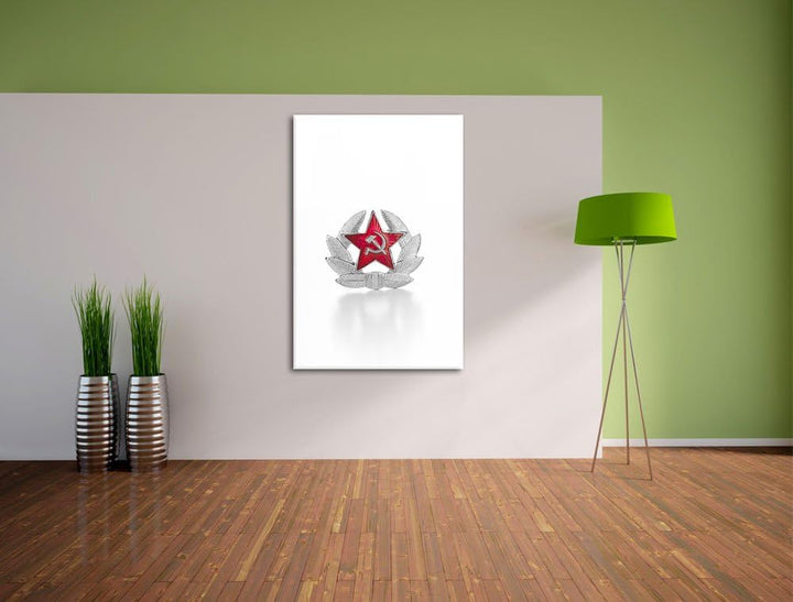 Wappen der UdSSR schwarz/weiss Format: 100x70 auf Leinwand, XXL riesige Bilder fertig gerahmt mit Ke