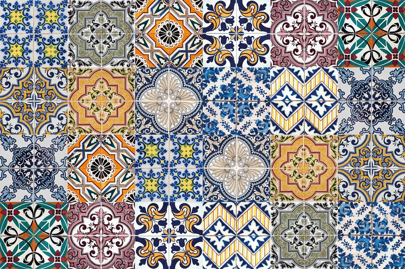 Queence Küchen Spritzschutz Fliesen - "Portugal Style" 60x40 cm | Küchenrückwand | Alu-DiBond | Flie