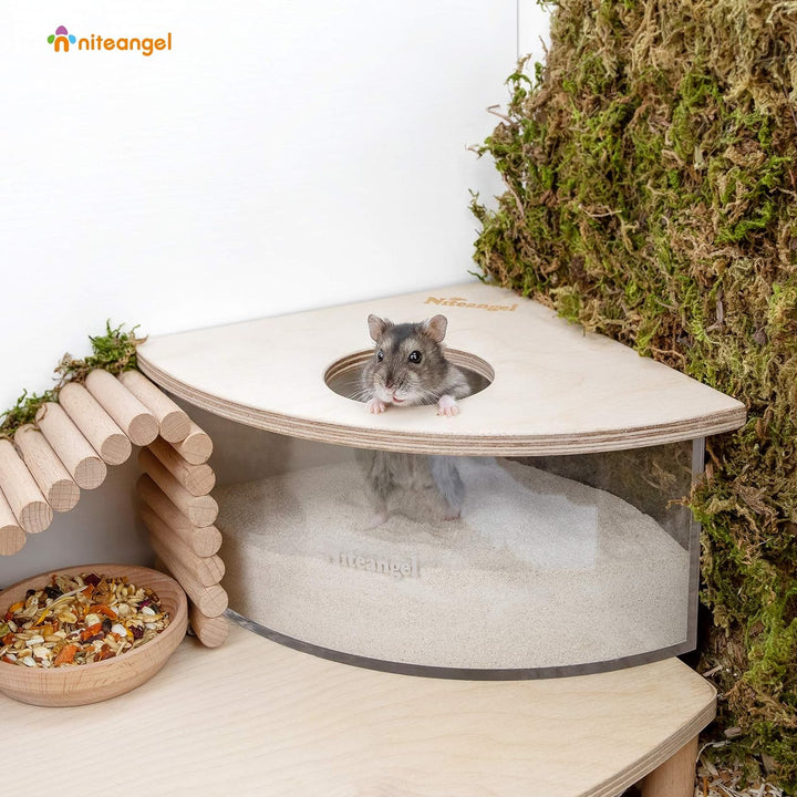Niteangel Kleintiersandbad-Box - Acryl-Kleintier-Sandbad-Dusche & Sandgruben-Behälter für Hamster, M
