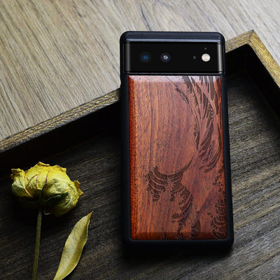 Carveit Handyhülle für Google Pixel 6 Case [Holz und TPU Silikon Hybrid hülle] Stossfeste Stossstang