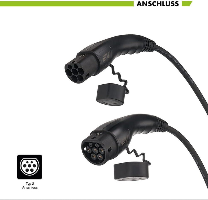 EV1 Typ 2 Ladekabel Elektroauto 11kW 16A 7 Meter 3-phasig Kabel mit IP55 zum Laden für Hybrid & E-Au