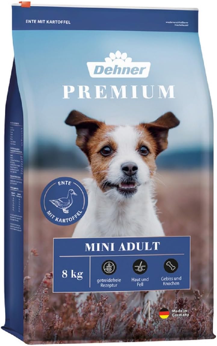 Dehner Premium Hundefutter, Trockenfutter getreidefrei, für ausgewachsene Hunde kleiner Rassen, Ente