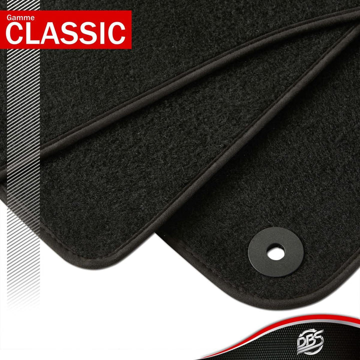 DBS Autofussmatte - nach Mass - 3-teilig - Anti Rutsch - schwarzer Nadelfilz 900g/m² - Velours Ferti