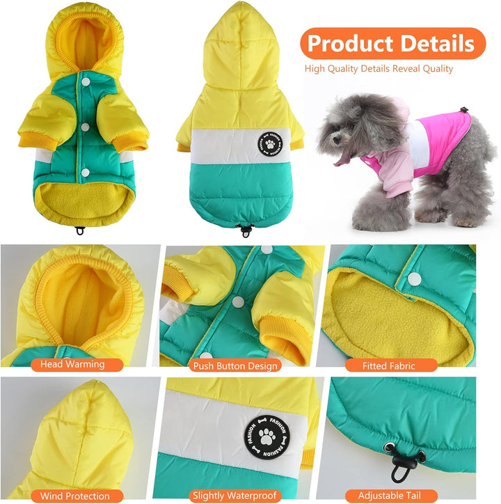 PETCUTE Hund Wintermantel Winterjacke mit Kapuze, Hundemantel mit Knopfverschluss,Verstellbar Hundej