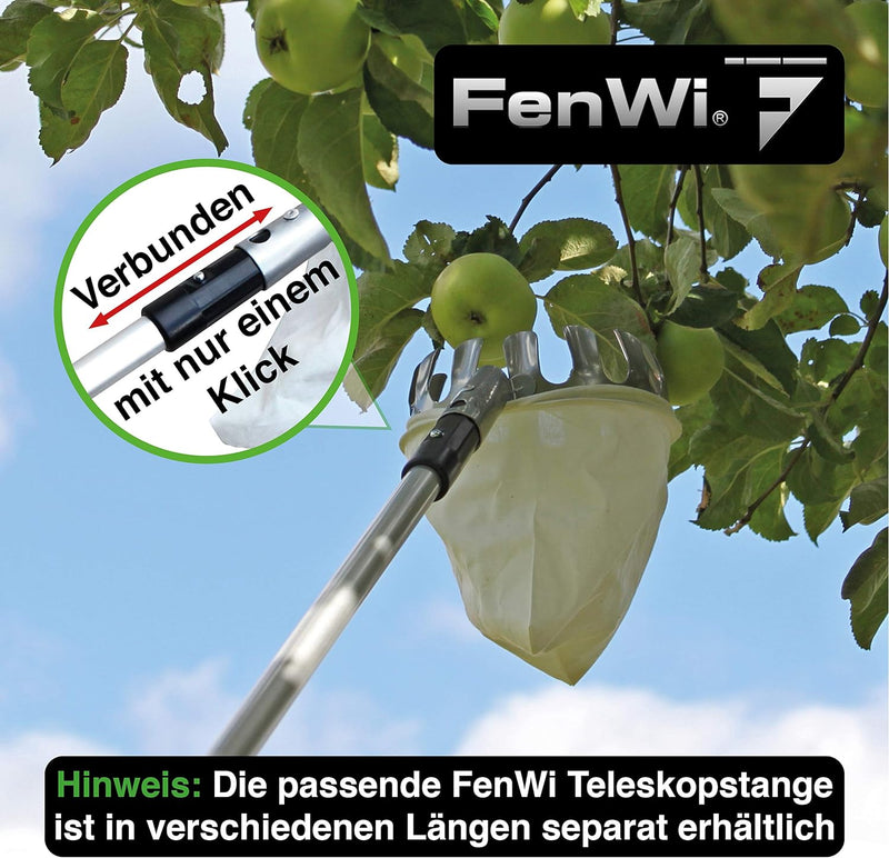 FenWi Apfelpflücker, Obstpflücker zur Obsternte als Zubehör und Anbaugerät Teleskop-Sets und Alu-Tel