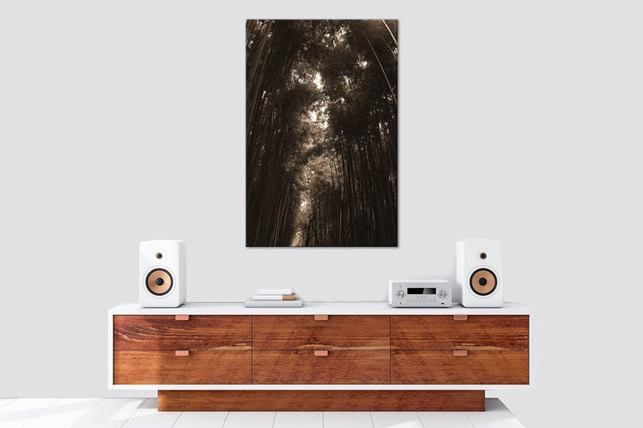 deyoli ein Wald voller Bambus Effekt: Sepia, Format: 80x60 als Leinwandbild, Motiv fertig gerahmt au