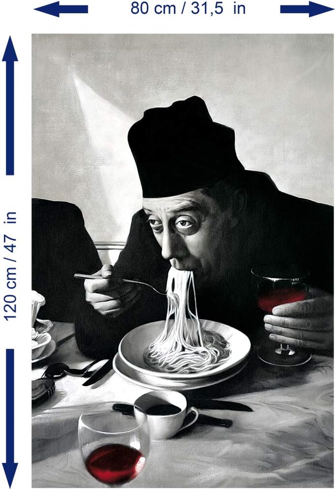 1art1 Kochkunst Poster Spaghetti, Rotwein, Don Camillo Bilder Leinwand-Bild Auf Keilrahmen | XXL-Wan
