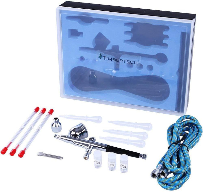 TIMBERTECH - abpst03 - Airbrush-Set 2 - mit 6 Nadeln, 6 Tüllen, 2 Adapter, 2 Schlauch und 2 Untertei