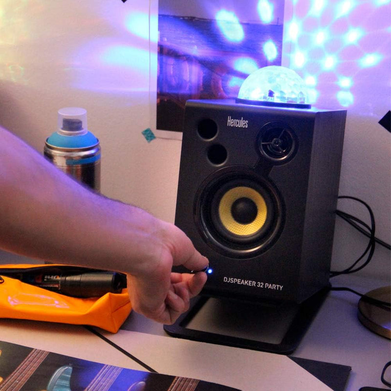 Hercules DJSpeaker 32 Party: 2 x 15 Watt aktive Monitor-Lautsprecher mit integrierter Beleuchtung