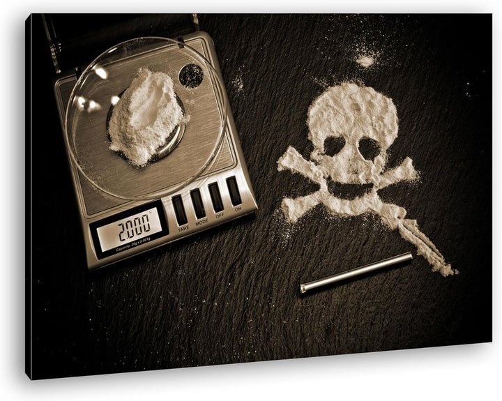 deyoli Dark Totenkopf und Wage Format: 80x60 Effekt: Sepia als Leinwandbild, Motiv fertig gerahmt au