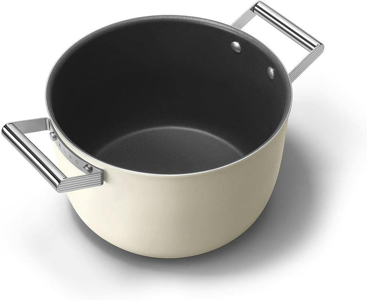 Smeg CKFC2611CRM Kasserolle 26 cm mit Deckel creme, Cremefarben 26 cm Durchmesser Creme, 26 cm Durch