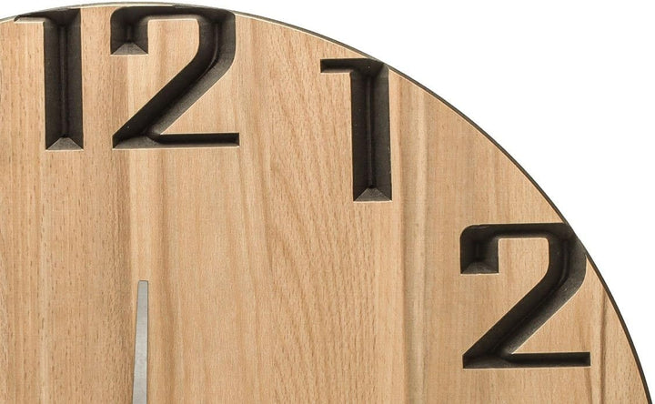 levandeo Wanduhr 60cm rund Holz Markenuhr Moderne Ziffern Kernbuche Made in Germany 60cm Kernbuche M